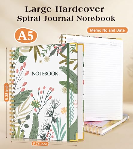 Lined Spiral Notebook Journal for Women, 150 Pages Aesthetic Notebooks 5.75” x 8.38”, A5 Hardcover Spiral Journals with 100 GSM Thick Paper, Cute College Ruled Notebook for Writing Work School, Colorful Botanicals - color: Colorful Botanicals