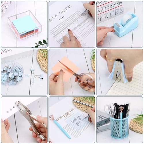 17 IN 1 Office Desk Organizer Set for Back to School Supplies Accessories - color: Blue