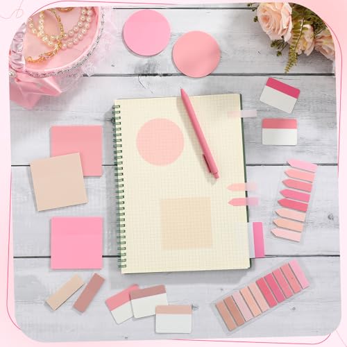 Glenmal Transparent Sticky Note Set, 910 Sheets,Pink - color: Pink