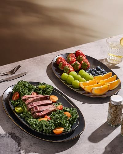 famiware Serving Platters Set of 3 Sizes - Oval, Matte Dark Charcoal - color: Matte Dark Charcoal