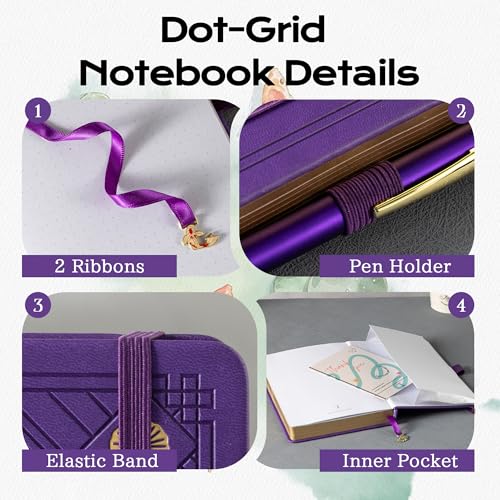 TIEFOSSI A5 Dotted Journal Notebook 190 Pages for Women & Men - color: Deep Purple, size: A5-Dotted
