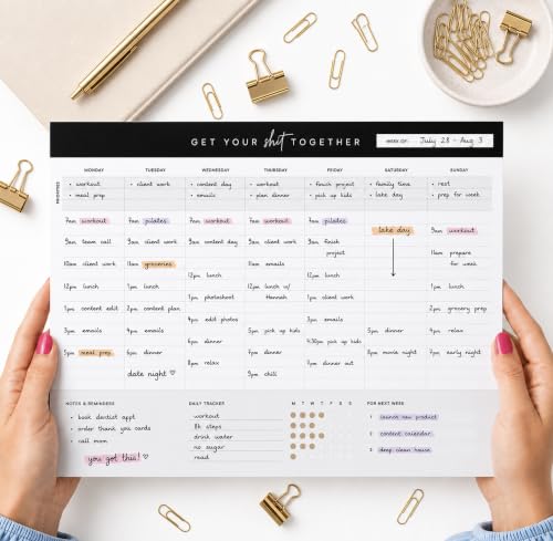 Get Your Stuff Together Weekly Work Planner - 8.5 x 11 Inch Undated Daily Planner with 52 Tear-Off Pages, Weekly To Do List Notepad for Effective Task Management, US Owned Busines - size: 8.5" x 11", style: Get Your S**T Together