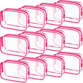 Weewooday 12 Pcs Clear Cosmetic Bags PVC Zipper,None - color: Rose Red, size: Medium