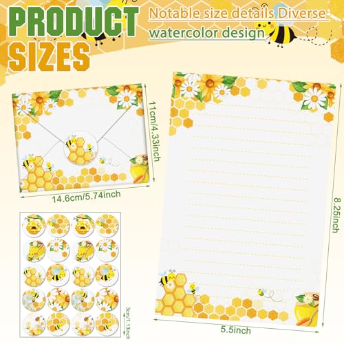 TaoBary 160 Pcs Bee Stationery Paper and Envelopes Set, 5.5 x 8.25'' - size: 8.25 x5.5 Inch, style: Bee