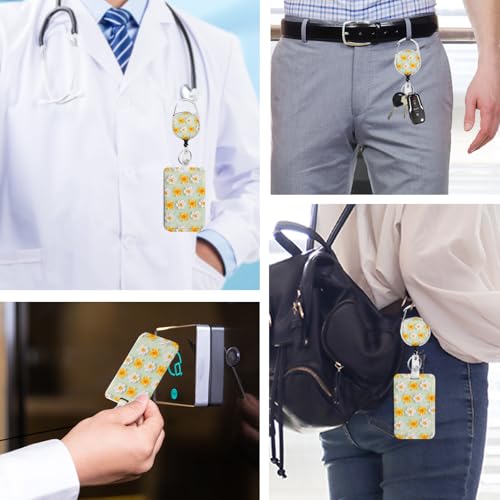 2 Pack Flowers ID Badge Holder with Clip Badge Reels - color: 2 Pack-flowers7