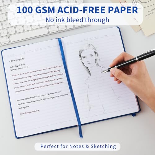 Heture Hardcover Notebooks, A5 Lined Journals Notebook for Writing 160 Pages, 8.2 x 5.5 inch, Blue Colors Classic Ruled Notebooks for College/Work/Travel (Blue, 1 Pack) - color: Blue, size: 1 Pack