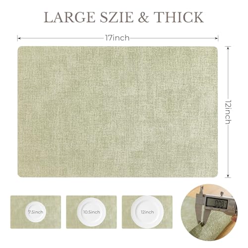 Romanstile Faux Leather Vinyl Placemats Set of 6, Grass Green - color: Grass Green