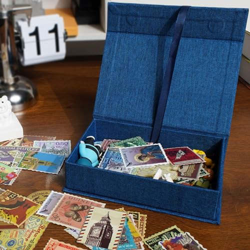Photo Storage Box 4x6, Linen Photo Box - Blue - color: Navy Blue, size: 4"x6"