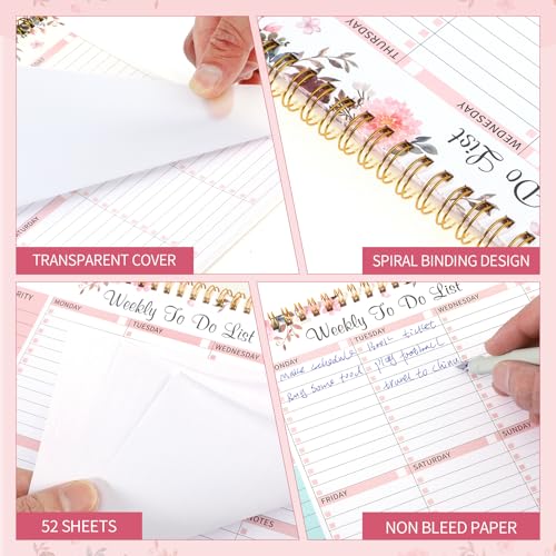 Thboxes Weekly To Do List Notepad, 8.5"x11" Desk Planner 52 Sheets, Pink - color: Pink Weekly To Do List