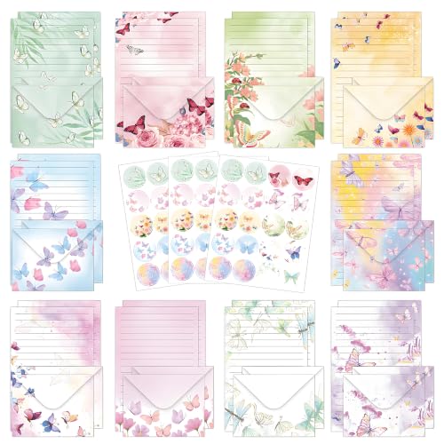 FUNCLASS 160 Pcs Butterfly Stationery Set Letter and Envelopes - color: Butterfly