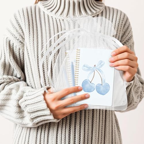 CNhoqc Blue Coquette Journal Notebooks, 4 Sets A5 Ballpoint Pen Organza Bag - color: 4-Set Blue Bow