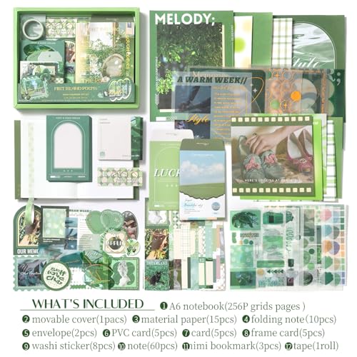 Scrapbooking Supplies Kit, Aesthetic Junk Journal Supplies, Scrapbook Kit - color: Mist Island Poems