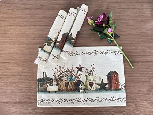 Rustic Country Stars Placemats, 18x13 Inches, Set of 4 - color: Country Stars