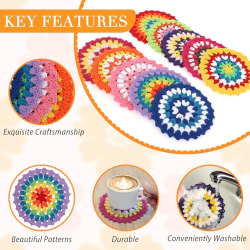 kilofly 10 pc Cotton Crochet Coasters for Drinks 12cm 4.7" Handmade Doilies Set