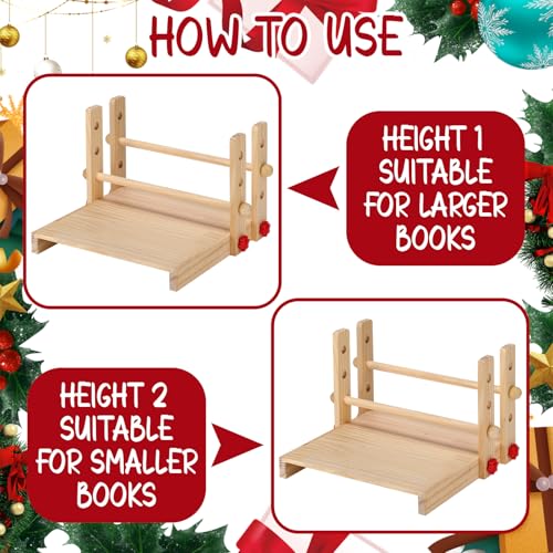 Novabright Book Folding Tools for Christmas Favor Wooden Book Decorative Folding Stand 12" x 12" Multipurpose Portable Adjustable Fold Stand for Xmas Gift, Books not included - style: Common
