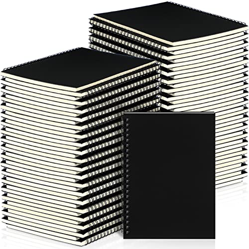 Yahenda 54 Pcs Spiral Notebooks, 1 Subject, Wide Ruled, Black - color: Black
