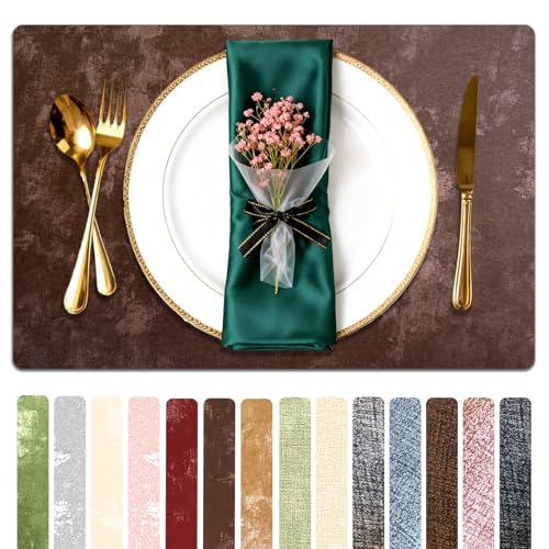 Faux Leather Placemats Set of 6, 11.8"x17.7", Coffee Brown - color: Coffee Brown, size: Set of 6