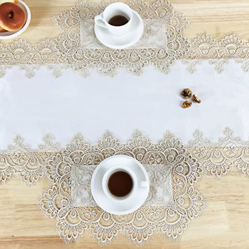 Lace Placemats Set of 6 Washable Beige 12x18inch - color: Carnation-beige, size: 6pcs