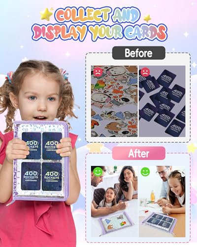 4 Pocket Card Binder for Girls, Cute A5 Clear Kpop Photocard Binder - color: A Purple, size: 4-Pocket