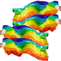 BRYCTSISEN Silk Belly Dance Fan Veil 2 Pairs Long Performance Folding Fan - color: Colorful