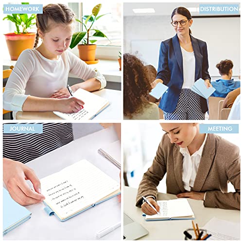 feela 6 Pack Pocket Small Notebooks Bulk, Mini Cute Memo Notepads Hardcover College Ruled Lined Journals with Pen Holder for Women Girls Office School, with 6 Black Pens, 3.5”x 5.5”, A6, Light Blue - color: A6 6 Light Blue