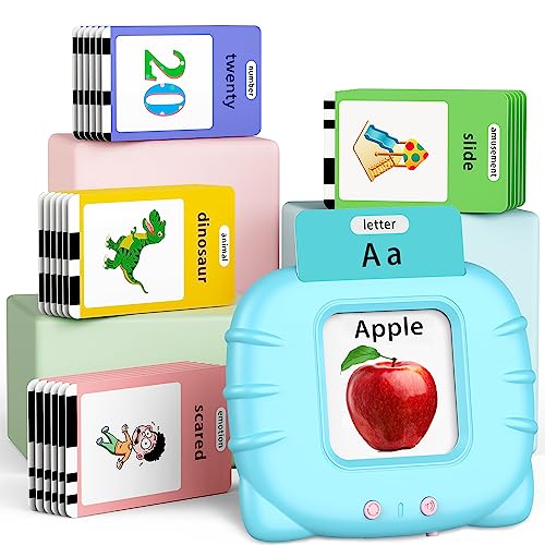 Eaever 520 ABC Sight Words Talking Flash Cards, Christmas Birthday Gift for 2 3 4 5 6 Year Old Boys and Girls, Preschool-Learning-Activities, Toddler Educational Toys for Ages 1-6 Kids, Blue - color: Blue, size: Upgrade Version(abc+123-520 Words)