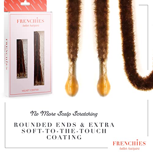 Frenchies Velvet Coated French Hair Pin, Non Slip, 20 Count, Brown - color: Brown