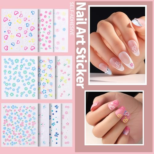 FANDAMEI Nail Art Brushes Set, Nail Art Kit, Nail Design Kit, Nail Dotting Tools, Nail Kit for Beginners, Chrome Nail Powder, Nail Stickers, Nail Rhinestones, Nail Charms Gems Nail Art Decoration Kit - color: Pink