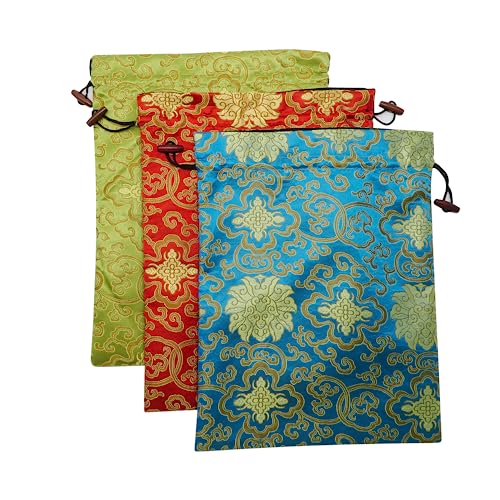Ouyatoyu 3pcs Embroidered Silk Flower Design Jacquard Travel Bags - Laundry, Shoe, Lingerie & Underwear Storage for Men & Women - Washable Cloth Shoe Bags - color: pattern 2