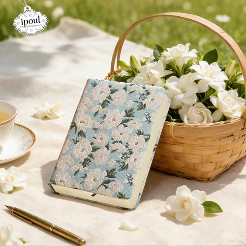 Small Journal for Women, Flower Notebook, B6, 5x7, Ruled Notebook & Blank Sketchbook, Embroidered Journal, Hardcover, Lay Flat, Note Taking Notebook, Cute Journal, White Gardenia - color: B6-Cute Gardenia