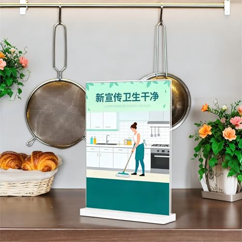 KOOLDE Acrylic Sign Holder 8.5x11 Inches 2 Pack T Shape Desktop Display Stand Vertical Double Sided Clear Table Menu Flyer Holder for Restaurants, Office, Shop, Wedding - color: Clear - 2 Pack