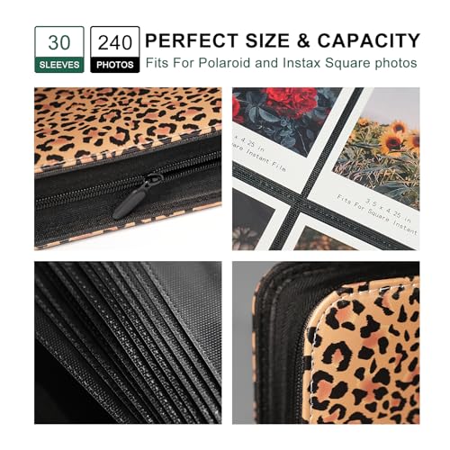 Large Polaroid Photo Album Binder, 240 Pockets. Leopard Print - color: Leopard Print