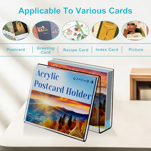 Boloyo Acrylic Vertical Postcard Display Holder,4 x 6 inch 1PC Clear Card Display Stand Easel Tablet Holder for Postcard Greeting Recipe Index Business Memory-Note Card, Artworks (Horizontal, 1PC) - color: Horizontal, size: 1PC