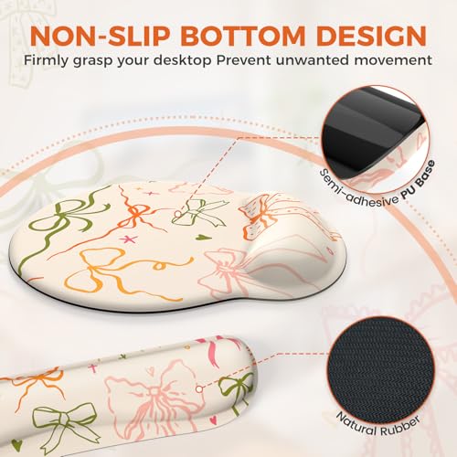 iCasso Desk Pad Mat, Large Mouse Pad and Keyboard Wrist Rest Set - color: Colorful Ribbon