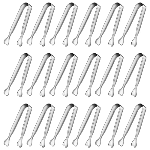 Mini Serving Tongs, Anytrp 18-Packs Stainless Steel Sugar Tongs, 4.3inch Ice Tongs Kitchen Appetizers Tongs for Coffee Bar, Tea Party, Desserts Party, Sugar and Ice Bucket - color: Silver-18pcs, size: 4.3inch