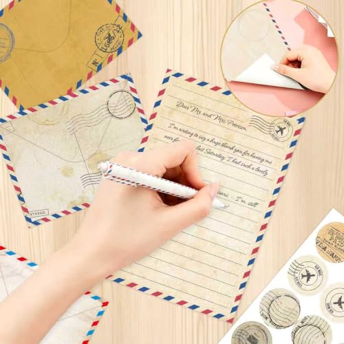 FUNCLASS 160 Pcs Vintage Airmail Stationery Set Letter and Envelopes - color: Vintage Airmail