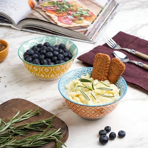 Selamica Porcelain Ice Cream Bowls Set of 6, Small Bowls, Assorted Colors - color: Assorted Colors, size: 5 inches