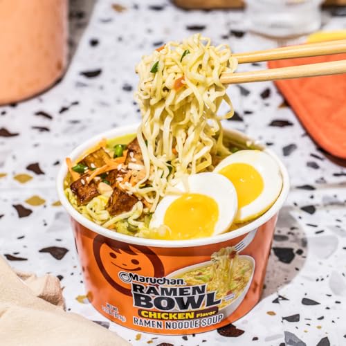 Maruchan Ramen Bowl, Chicken Flavor – Japanese-Style Instant Noodle Soup, Microwaveable Easy Meal for Students and Busy Families – 3.39 Oz. (6 Pack) - size: 3.31 Ounce (Pack of 6)