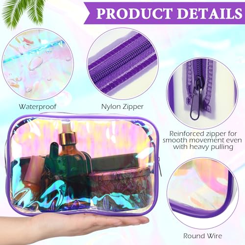 Weewooday 12 Pcs Clear Cosmetic Bags PVC Zipper,Medium,Dazzling - color: Dazzling, size: Medium