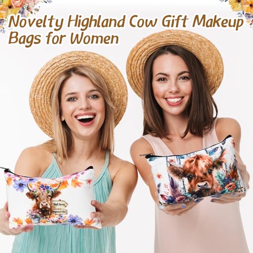 Eaasty 20 Pieces Highland Cow Gift Set Sticky Notes with Pens, Pencil Bags Makeup Bags Animal Lover Gift, 3 x 4 Inches Cute Note Pads, Funny 1.0 mm Ballpoint Pens, Office Supplies for Women - style: Highland Cow