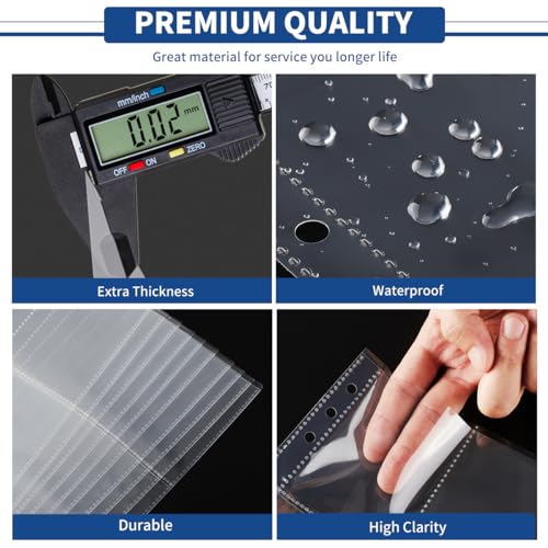 640 Pockets 6 Ring A5 Binder Sleeves, JIQEZNL Premium 4 Pocket Card Binder Sleeves, 2.5x3.5 Double Side A5 Inserts for 6 Ring Binder, A5 Small Plastic Sleeves for Trading, Baseball Card, Photocard - size: 80 Sheets | Clear