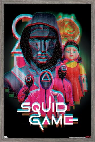 Netflix Squid Game: Season 2 - Group Glitch Wall Poster, 34L" x 22.4W", Barnwood Framed Version - color: Barnwood Framed Version, size: 34"L x 22.4"W