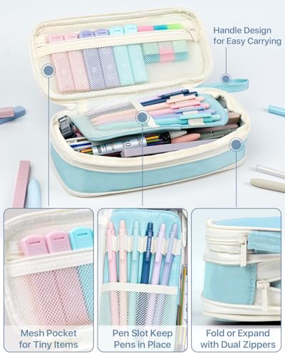 Four Candies 56PCS School Supplies with Pencil Case, Stationery Set, Blue - color: Blue