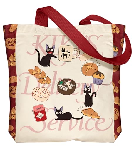 Miss Adola Aesthetic Heavy Canvas Tote Bag - with Pocket for Women Large Size 14''×16''×3.5'' Cloth Cotton Bags for Shopping - color: Cat Cake
