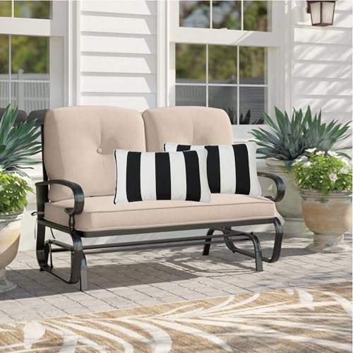 Outdoor Lumbar Pillow Covers 12X20 Inch, No Insert-Black White Stripe - color: Black White Stripe, size: 20"L x 12"W
