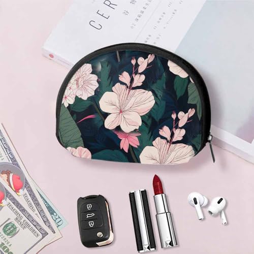 IBILIU Small Coin Purse Flower With Black Background Mini Wallet Coin Pouch Change Purse For Women Men - color: Coinp-009