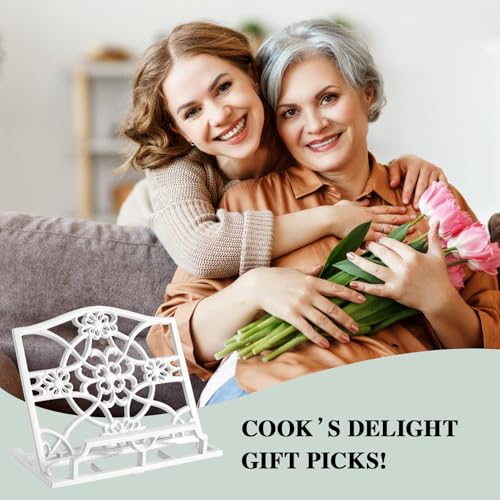 JOGREFUL Cast Iron Cookbook Stand, Kitchen Recipe Holder Medallion White - color: White, size: Medallion Floral
