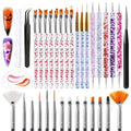 Artdone 34pcs Nail Art Brushes, Nail Art Tool Set, Dotting Tools - color: 34Pcs Set