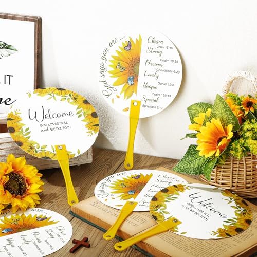Church Handheld Fans Bulk Christian Inspiration Gifts,Sunflower - style: Sunflower
