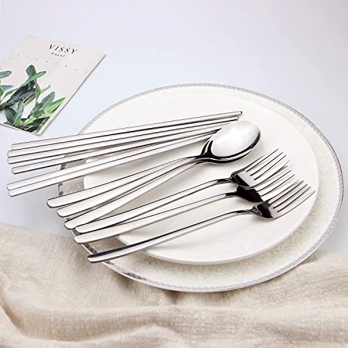 IQCWOOD Stainless Steel Chopsticks Forks and Spoons Flatware Set of 3
